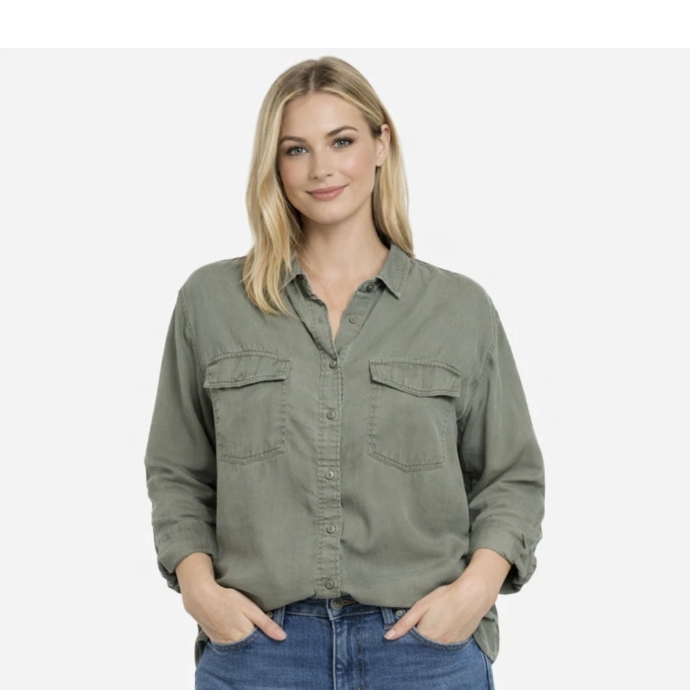 Zara Sage Green Women's Button-Down Shirt